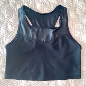 New Balance Crop top racerback fitness sweat resistant black logo back stretch M